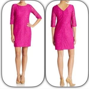 Ivanka Trump Fuchsia Lace 3/4 Sleeve Dress
